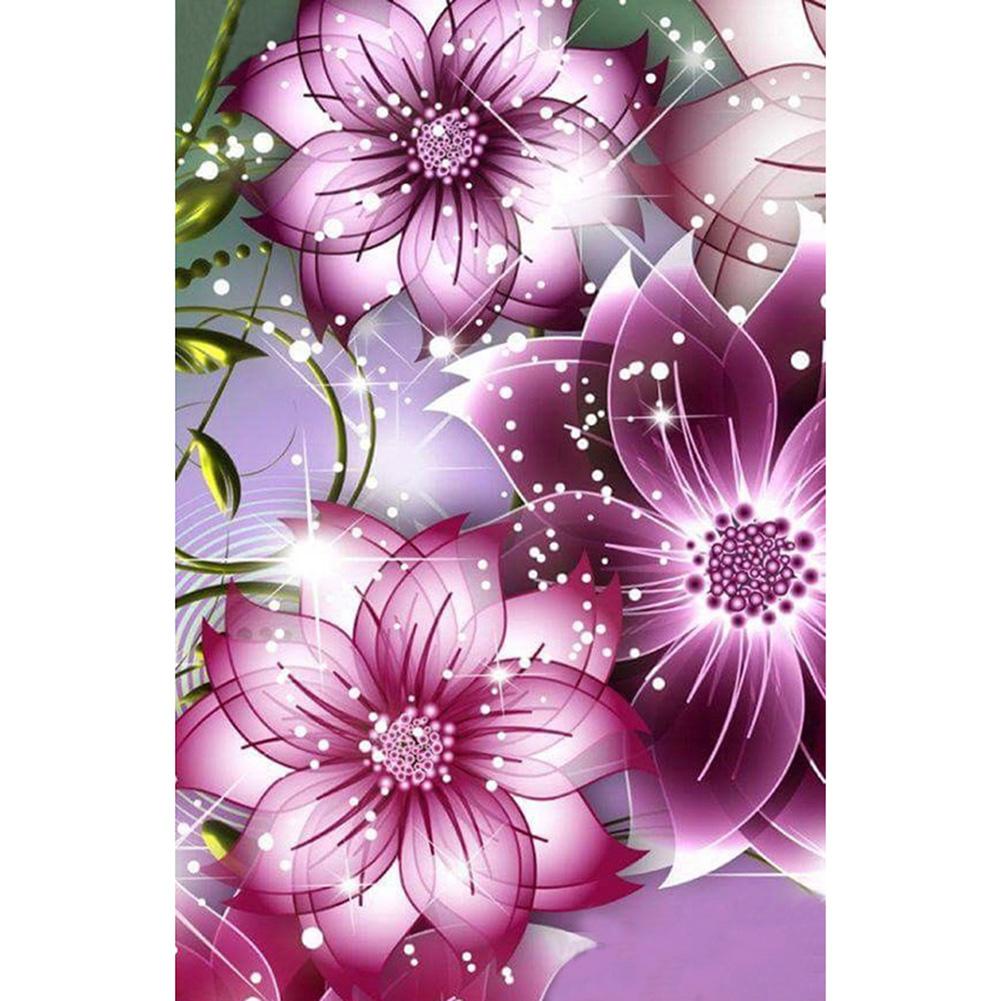

30x40cm Round Drill Diamond Painting-Bling Purple Flower, 501 Original