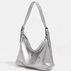 Stylish Heart Round Rivet Silver Beige Women's Shoulder Bag