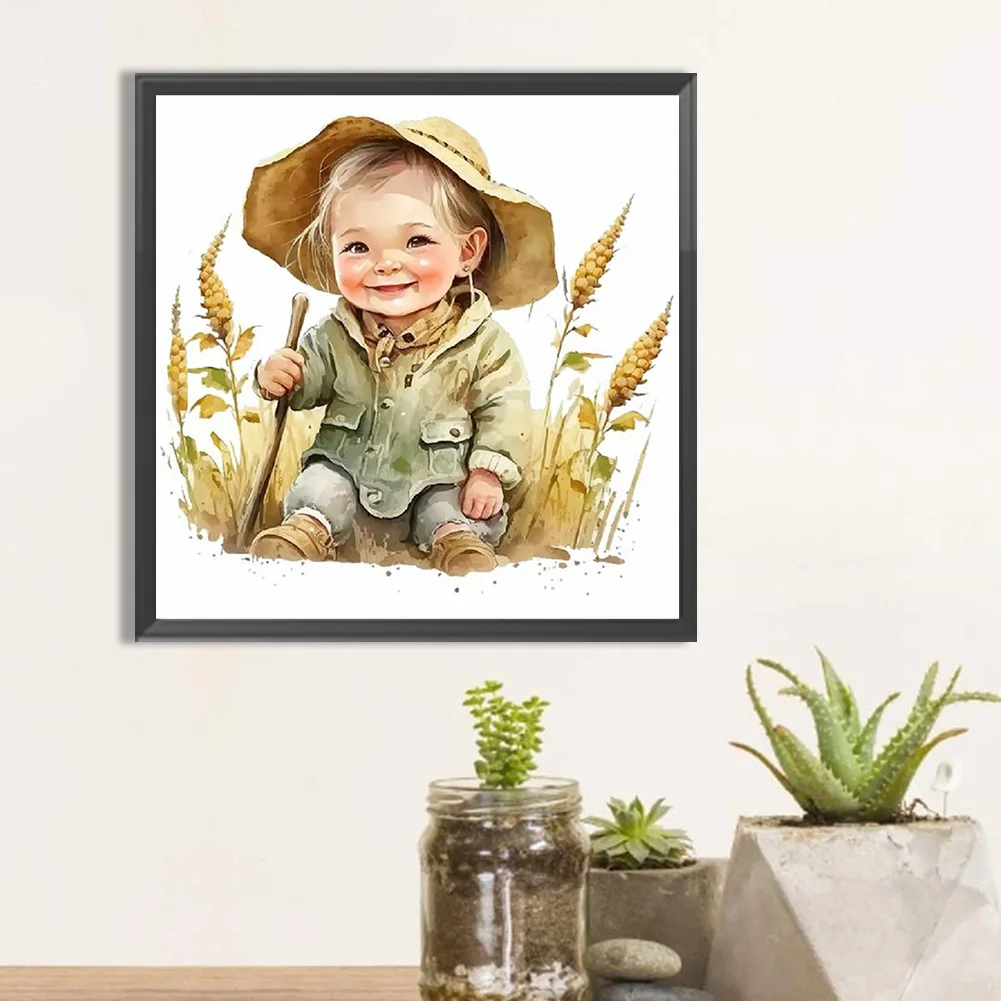 Diamond Painting - Full Round Drill - Farm Cowboy Kids(Canvas|30*30cm)