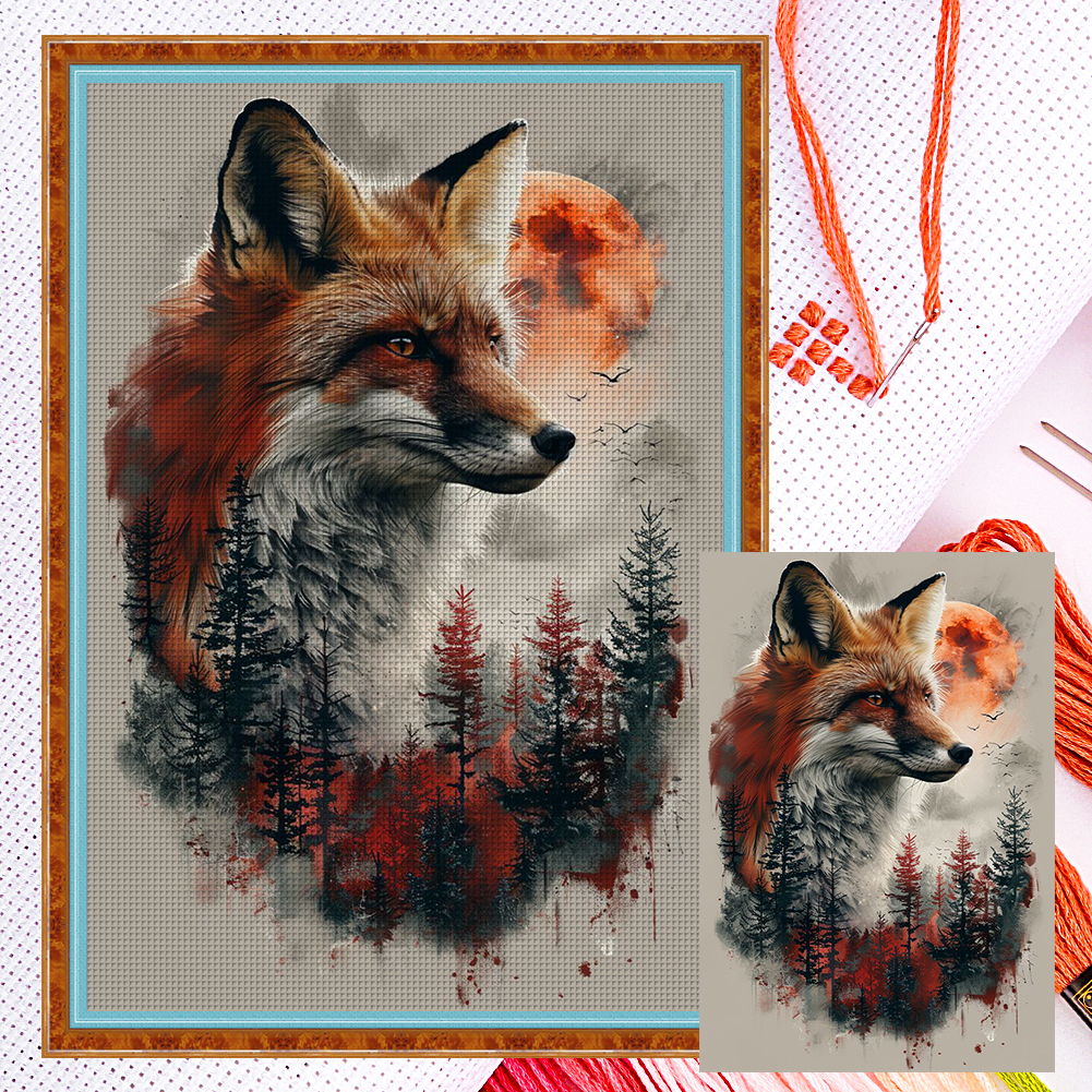 Fox In The Forest Full 11CT Counted Canvas(40*60cm) Cross Stitch
