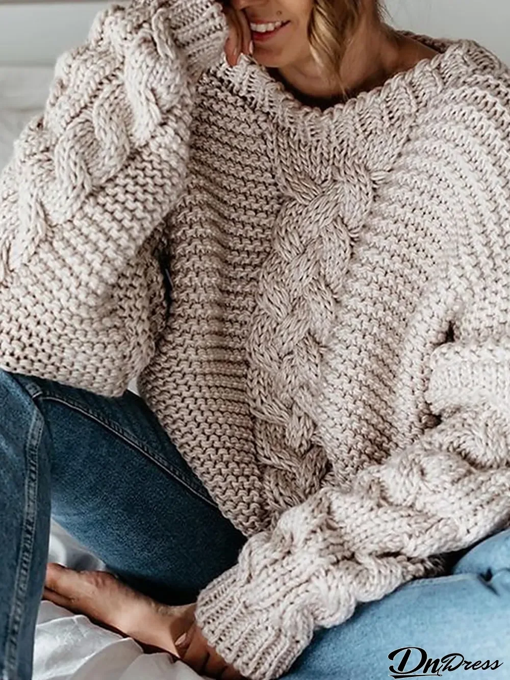 Women's Pullover Sweater Jumper Crew Neck Cable Chunky Knit Knit Oversized Fall Winter Outdoor Daily Going out Stylish Casual Soft Long Sleeve Solid Color Maillard Black White Pink S M L