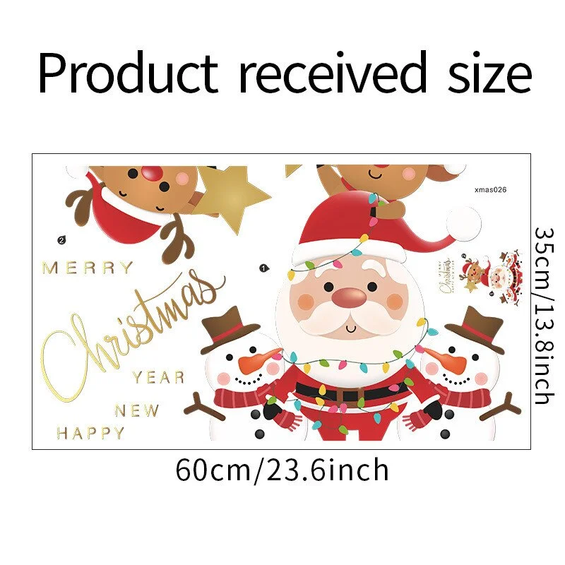 Christmas Gift Shop Window Door Wall Decoration Wall Sticker Santa Claus Deer Snowman Merry Christmas Home Decoration 2022 Happy New Year