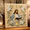 (20x20cm)Religion Jesus with Holy Bible DIY Pearl Painting Art Kits With Inner Frame Pearl Gem Paintings Picture Arts Craft for Adults Beginners Home Wall Decor