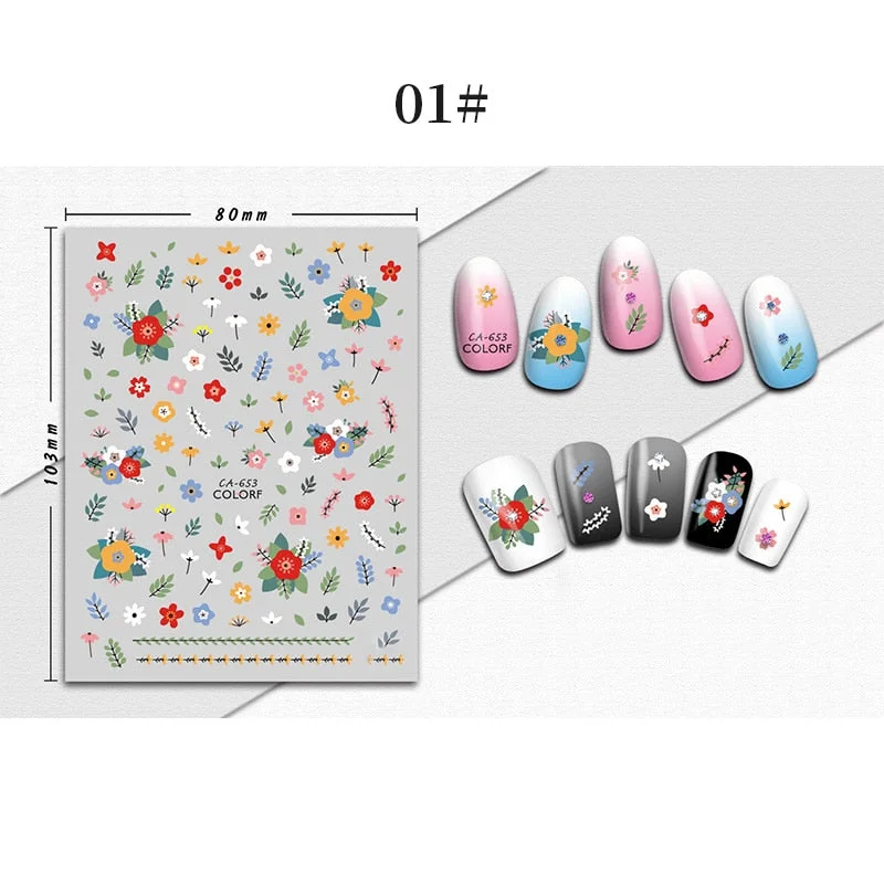 1 Sheet 3D Halloween Nail Sticker Christmas Skull Bone Snake Butterfly Maple Leaf Pattern Decals Manicures 3D Nail Decorations