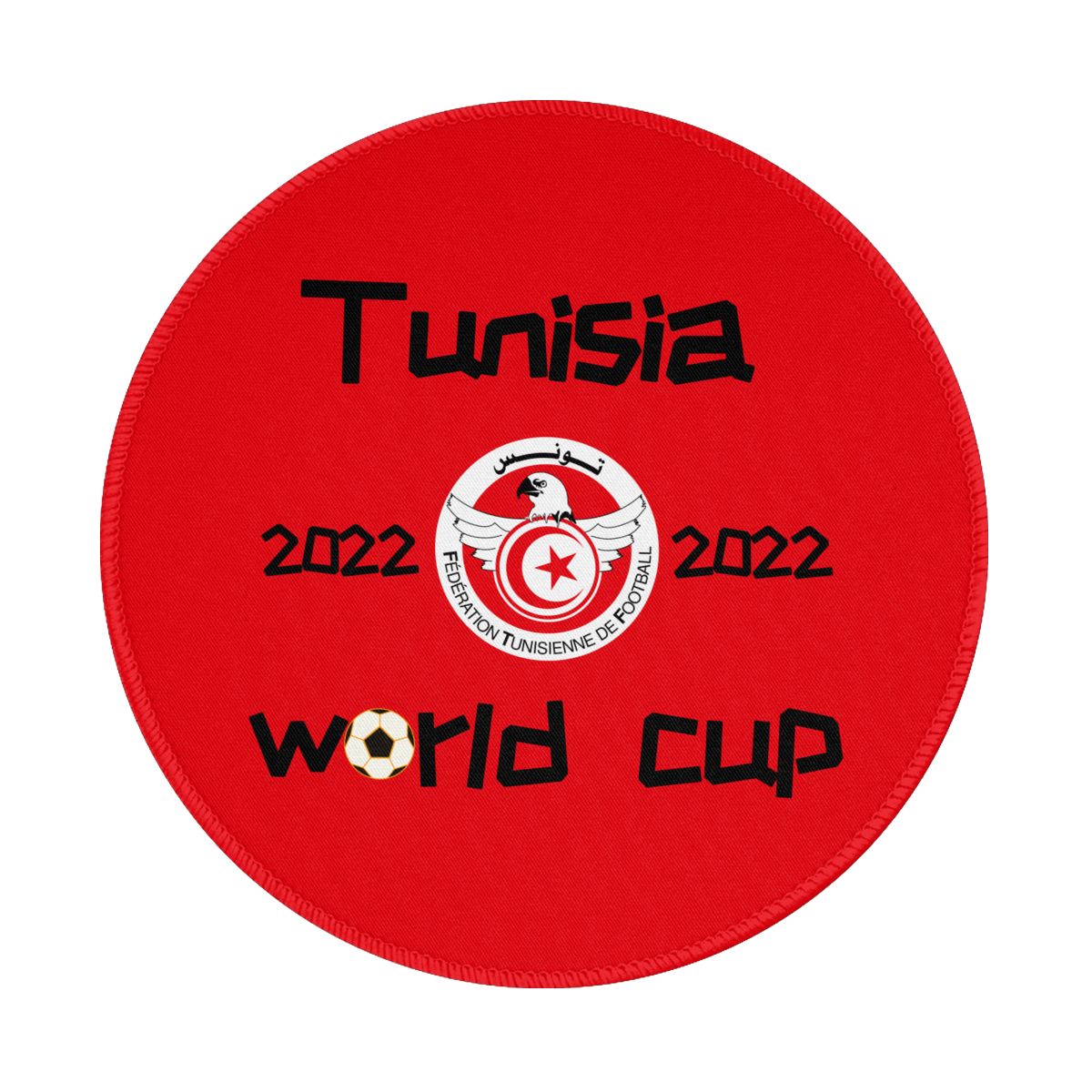Tunisia 2022 World Cup Team Logo Round Non-Slip Thick Rubber Modern Gaming Mousepad