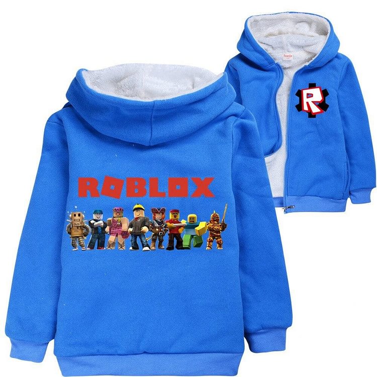 Mayoulove Roblox Annual New Series Print Boys Fleece Lined Zip Up Cotton Hoodie-Mayoulove