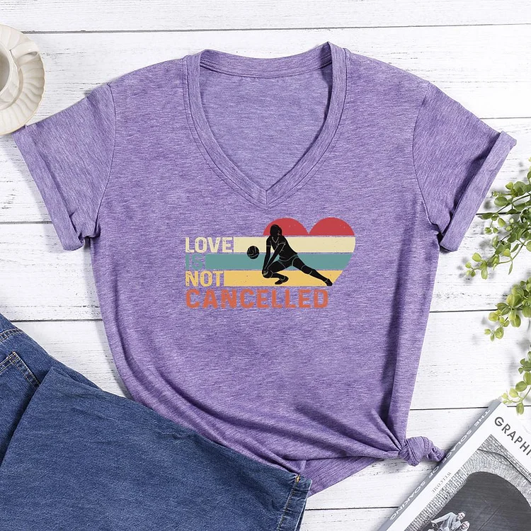 Love is not cancelled vintage V-neck T Shirt-Annaletters
