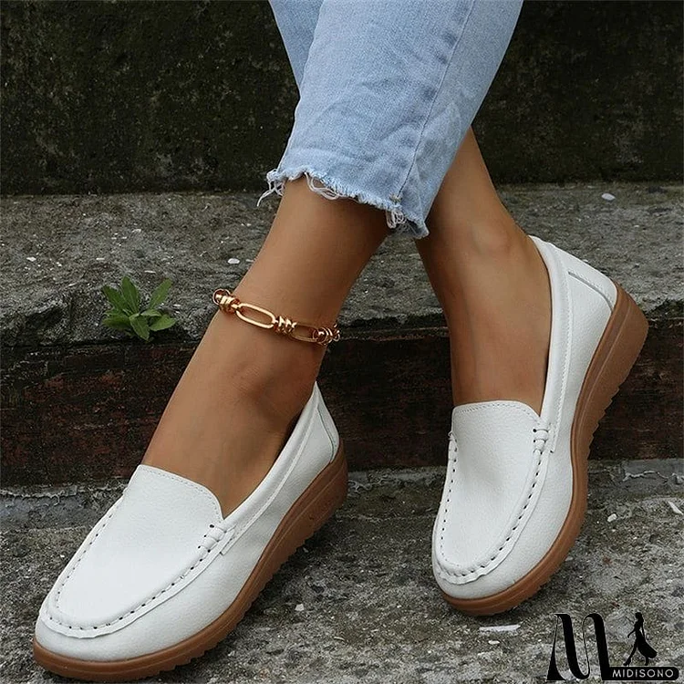 Elegant Ladies Round Toe Muffin Bottom Casual Slip-on Shoes