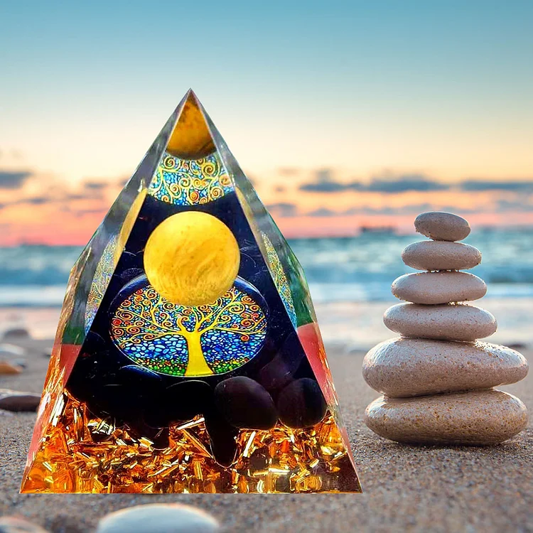 Crystal Pyramid Meditation Healing Home Bedroom Table Decor Figurines (D)