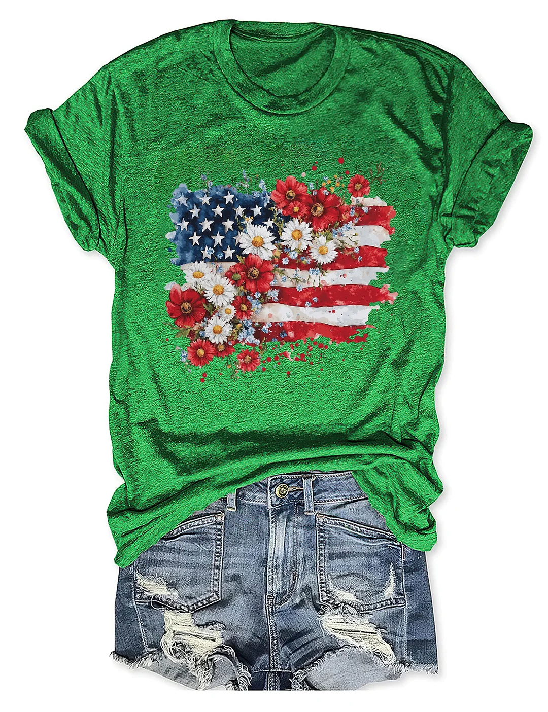 Floral American Flag T-shirt