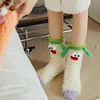 Coral Velvet Cartoon Monster Funny Socks for Women Girls, 3D Novelty Face Socks Floor Socks, Thick Socks Winter Warm