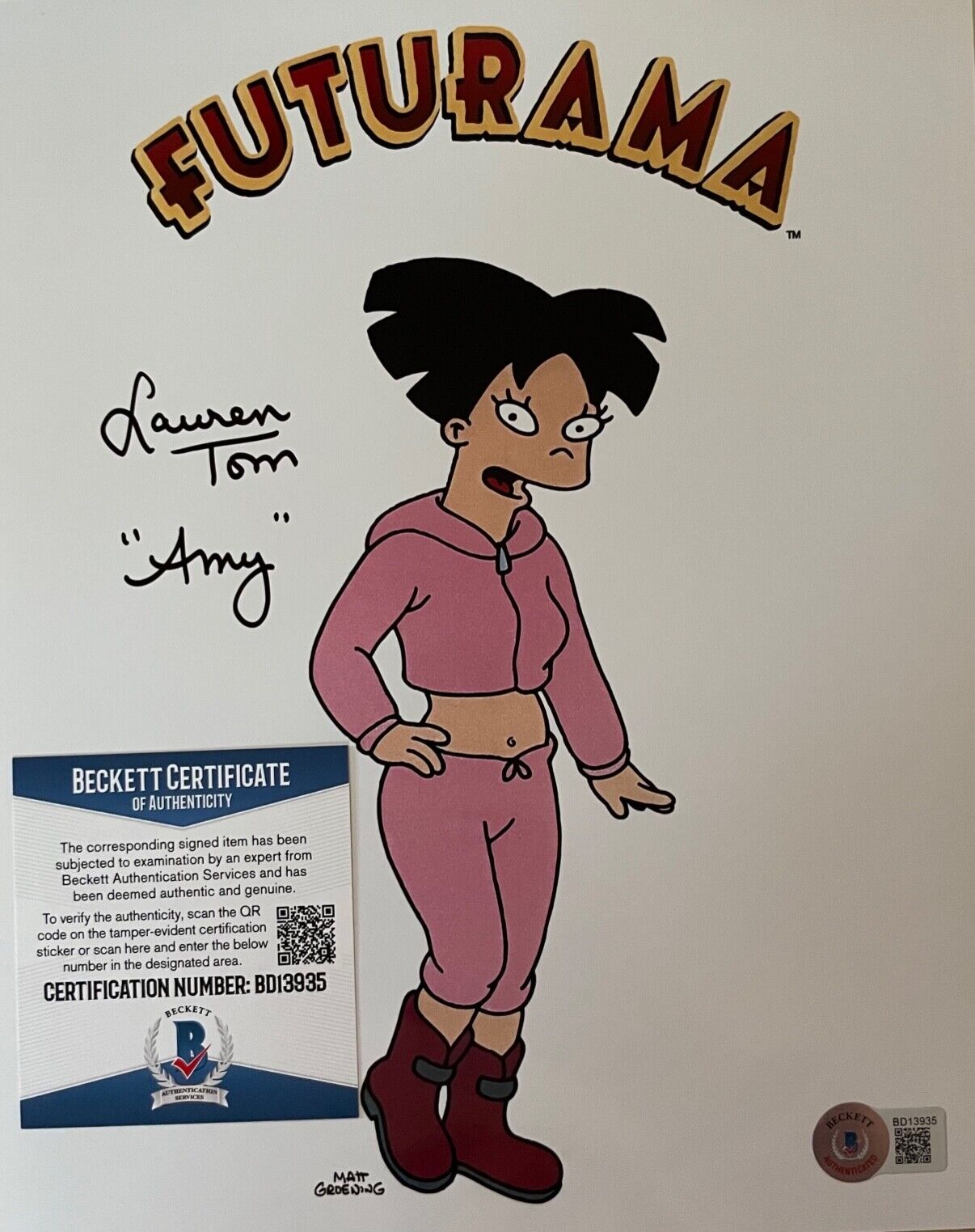 Lauren Tom FUTURAMA Original Signed 8X10 w/Becket COA