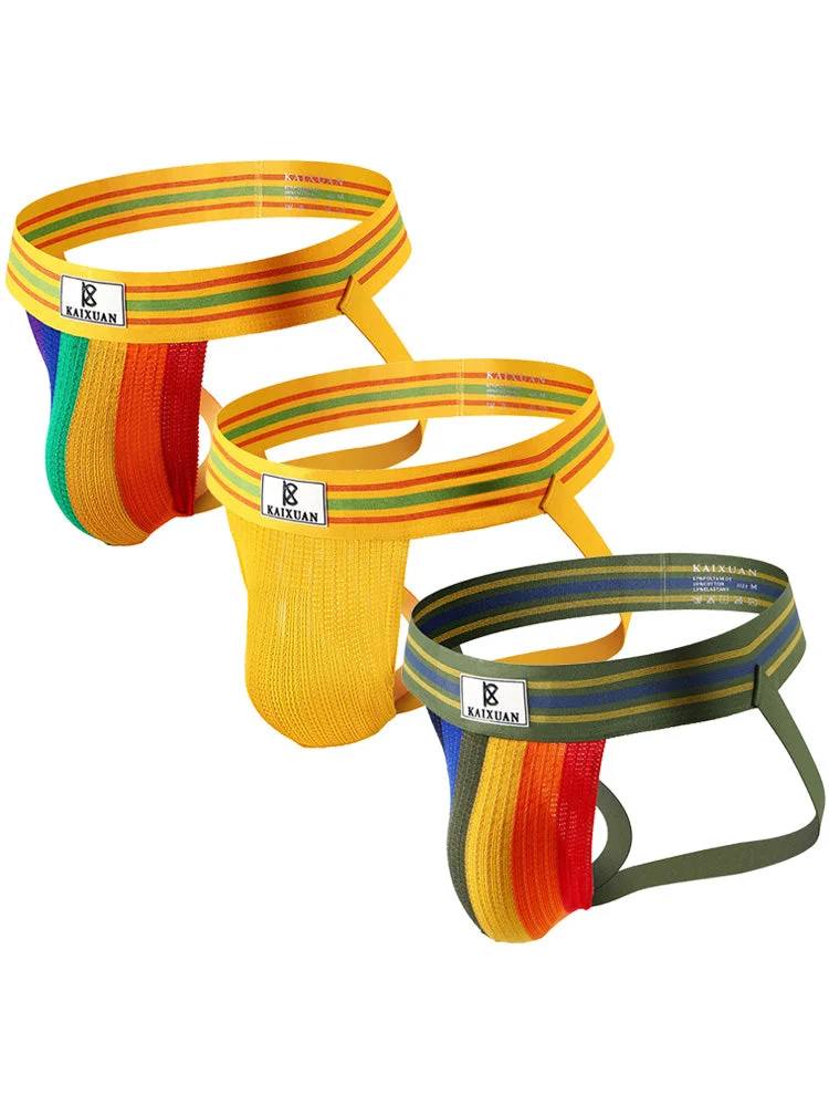 3 Pack U Convex Pocket Rainbow Sexy Jockstrap