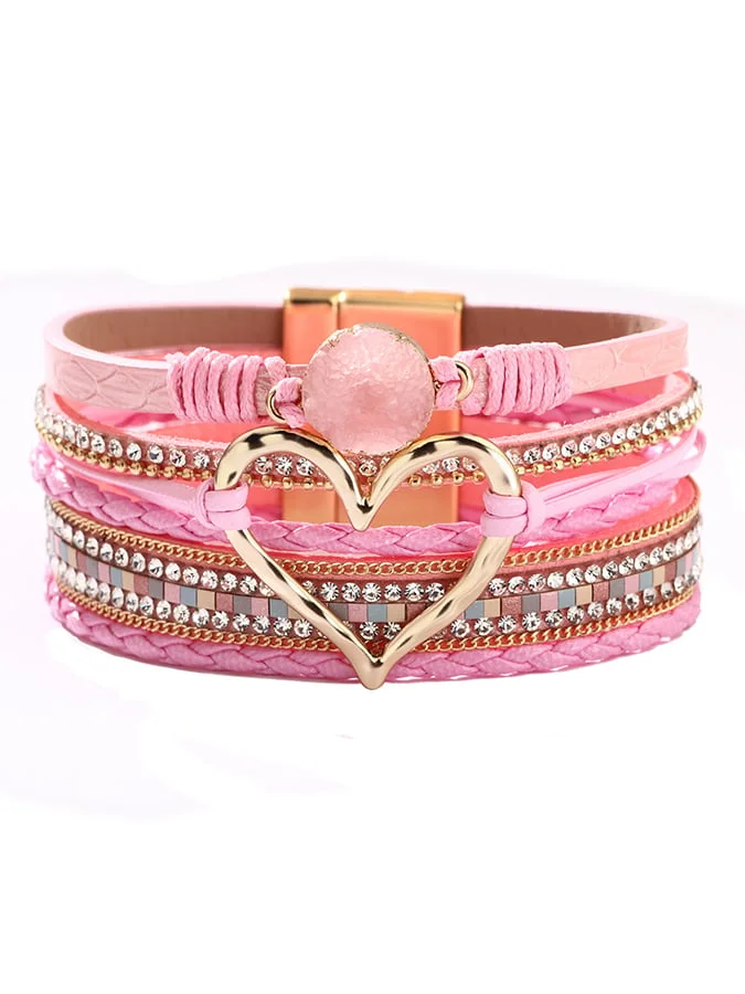 Pink Love Heart Multilayer Bracelet