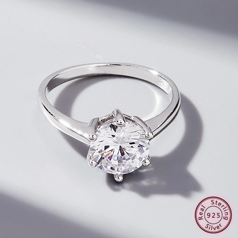 White Gold Plated Sterling Silver Zircon Solid Color Rings