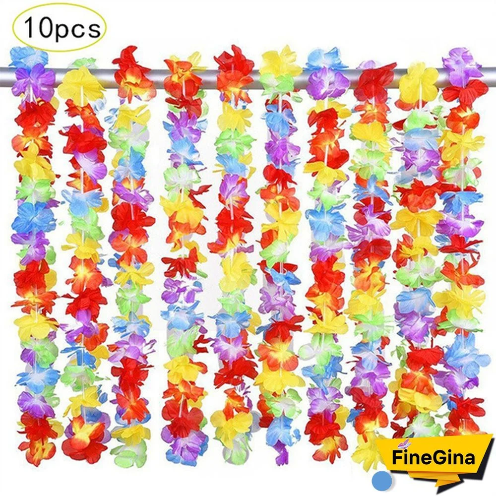 50/36/10pcs Hawaiian Wreath Leis Garland Artificial Necklace Hawaii Flowers Party Supplies Beach Fun Wreath