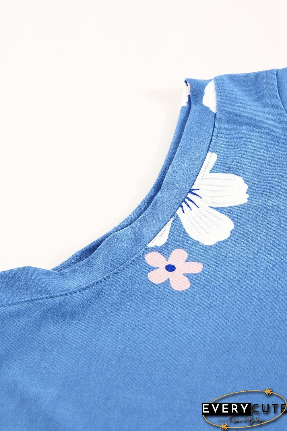 Sky Blue Crew Neck Tank Top