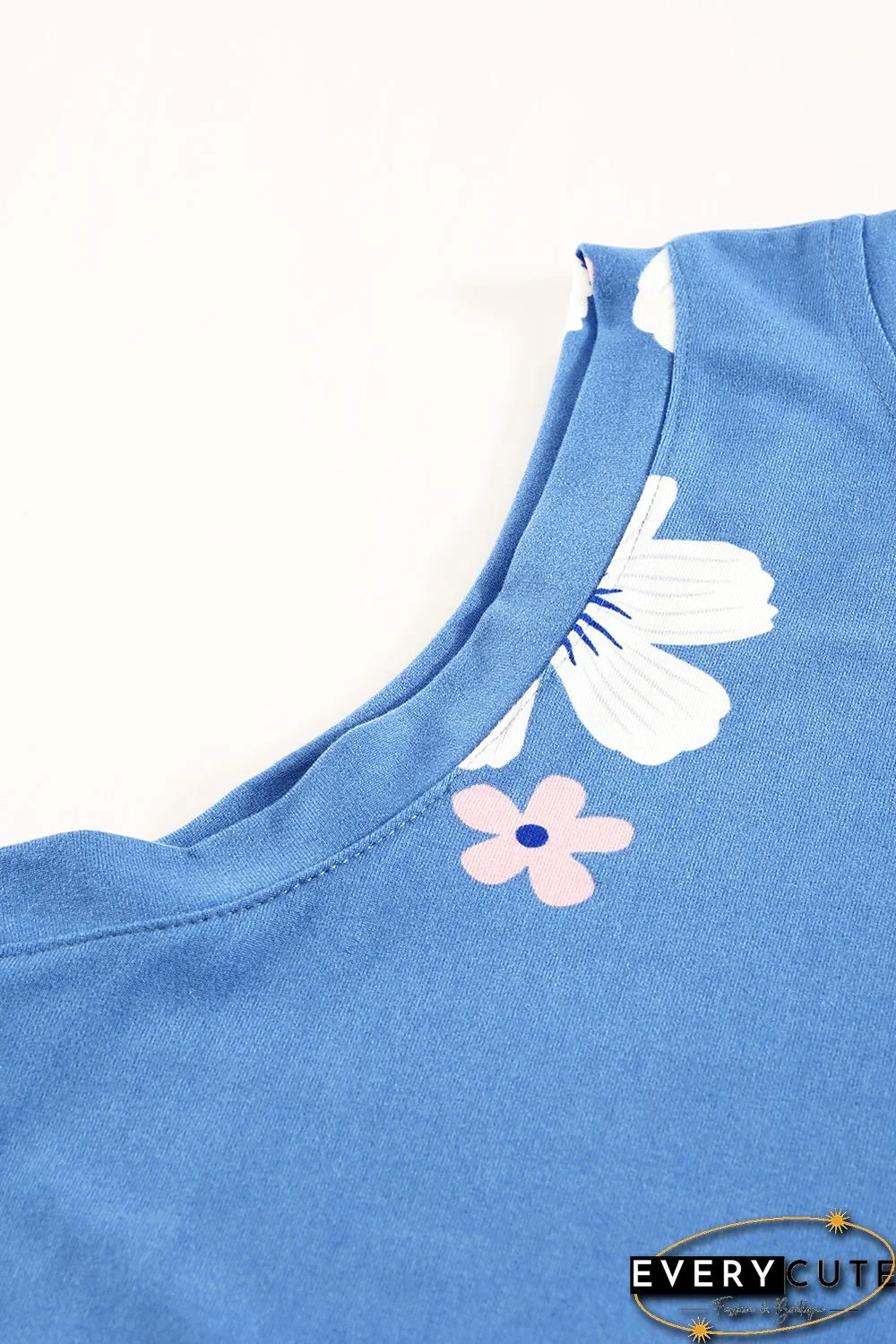 Sky Blue Crew Neck Tank Top