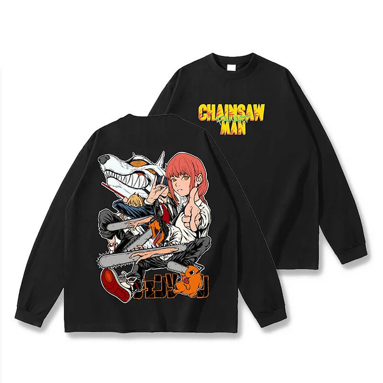 Pure Cotton Chainsaw Man Anime Long Sleeve T-shirt weebmemes