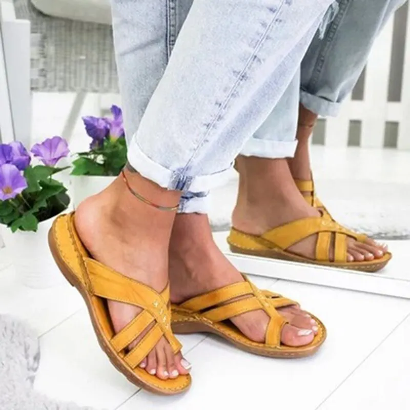 Gladiator Sandals Women Comfy Slippers 2020 Fahion Roman Wedge Sandals Low Heels Beach Shoes Casual Flip Flops Sandalia