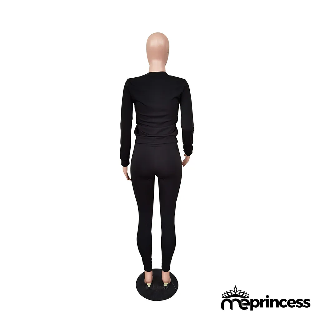 Women's Fall Winter Fashion Casual Sport Pocket Two-Piece Pants Set