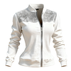 White And Gray Marble-Trimmed Zip-Up Jacket by Inlyline