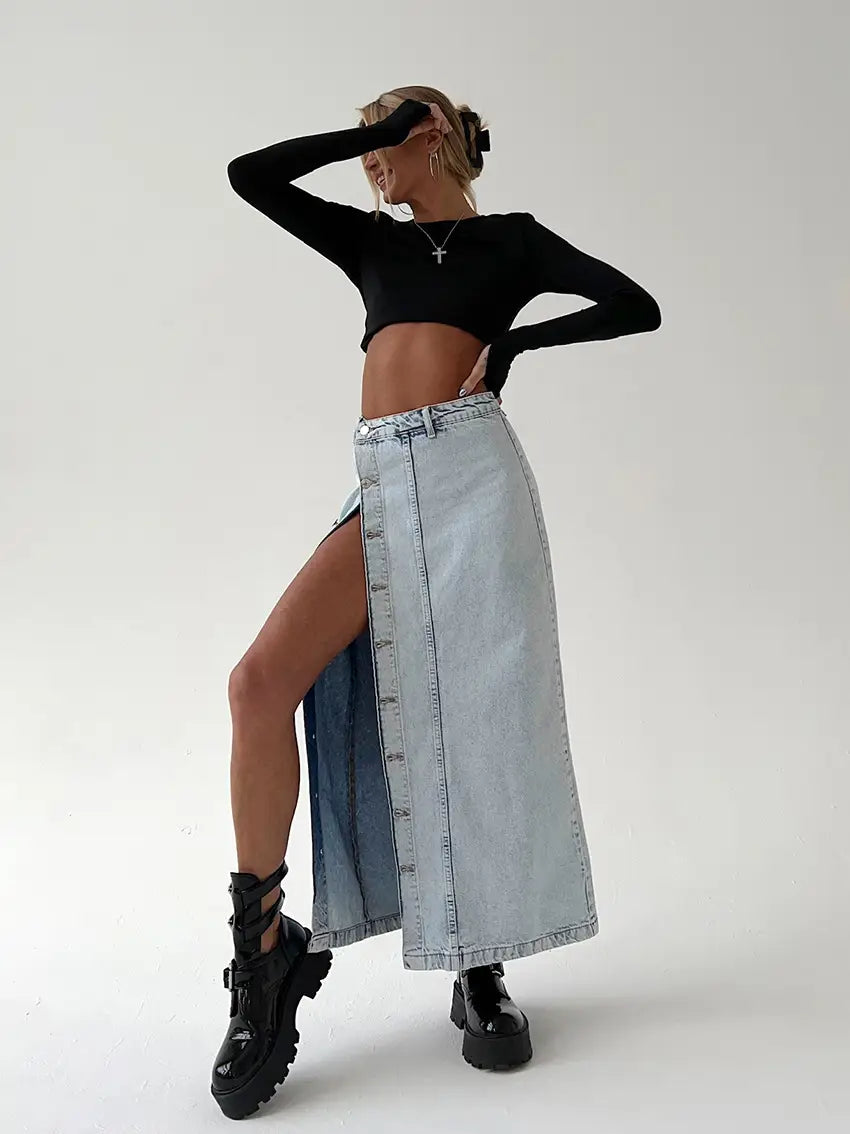 Retro Design Denim Skirt For Women