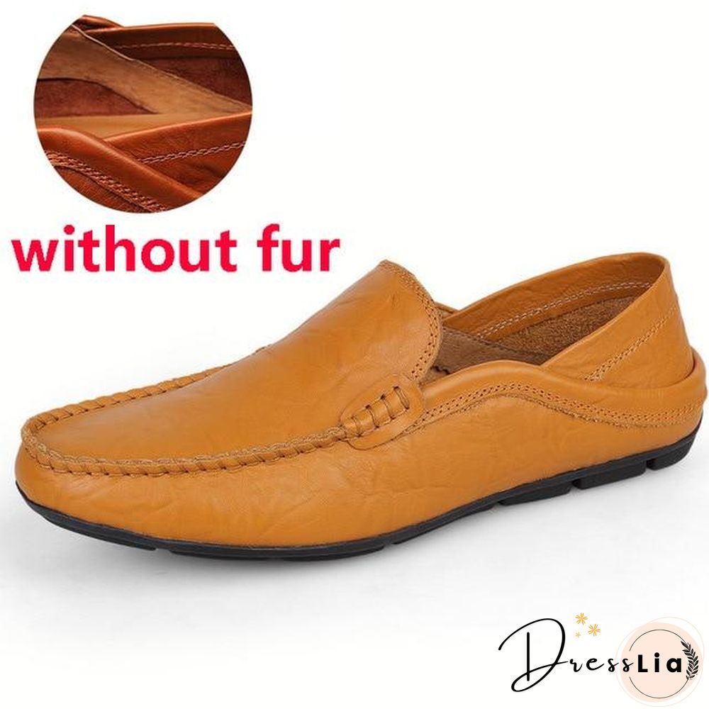 slip on casual men loafers mens moccasins shoes genuine leather men's flats shoes