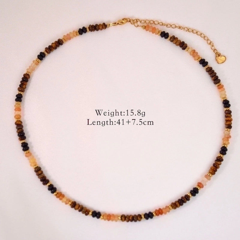 Minimalist Moon Natural Stone Titanium Steel Necklace In Bulk