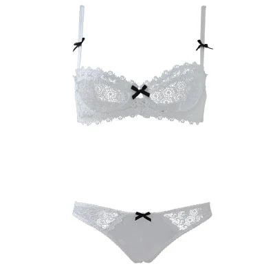 New Victoria Ultra-thin transparent lace cozy sexy bra set push up thin temptation Brand France underwear bra set