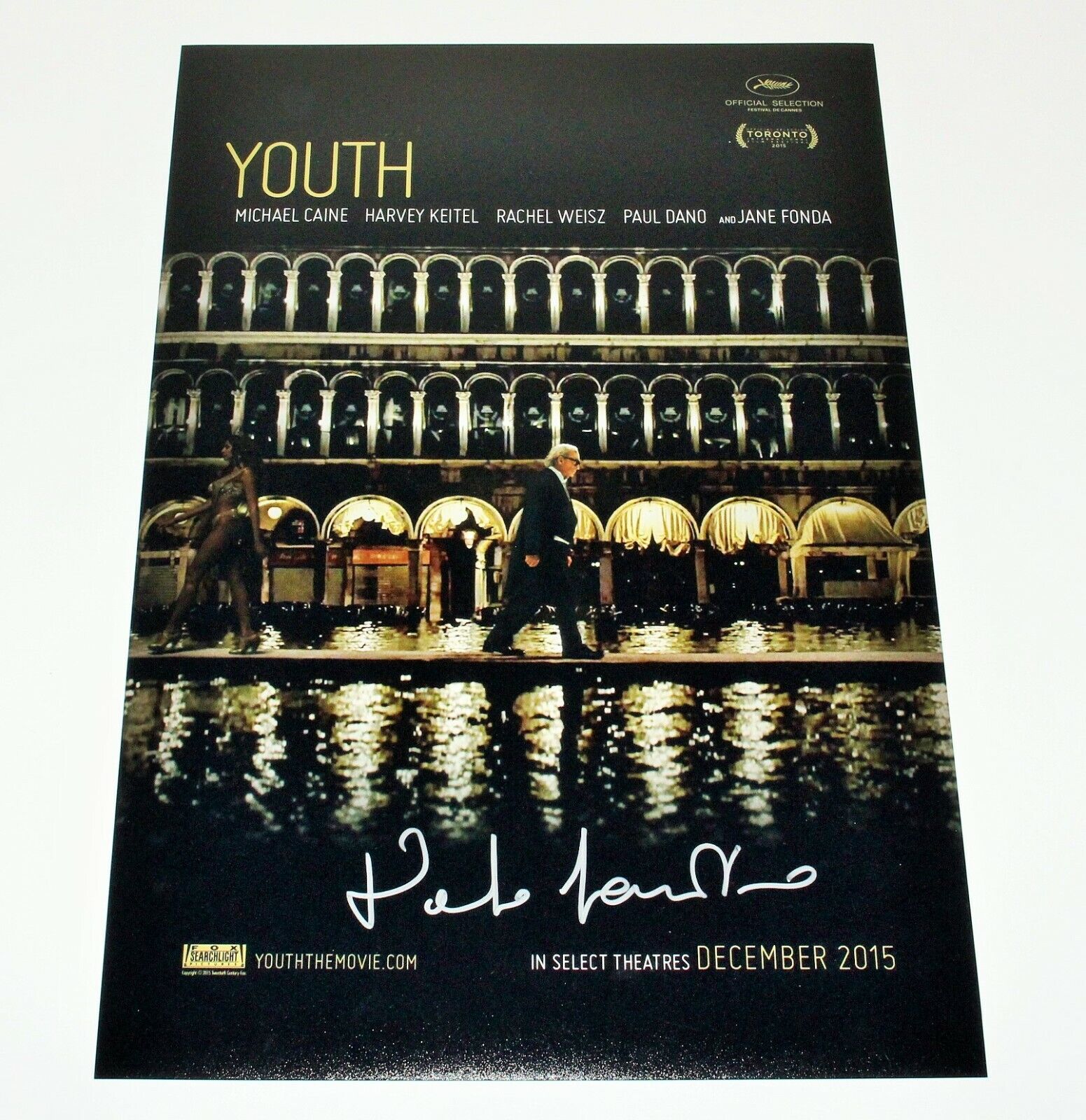 DIRECTOR PAOLO SORRENTINO SIGNED 'YOUTH' 12x18 MOVIE POSTER Photo Poster painting W/COA PROOF