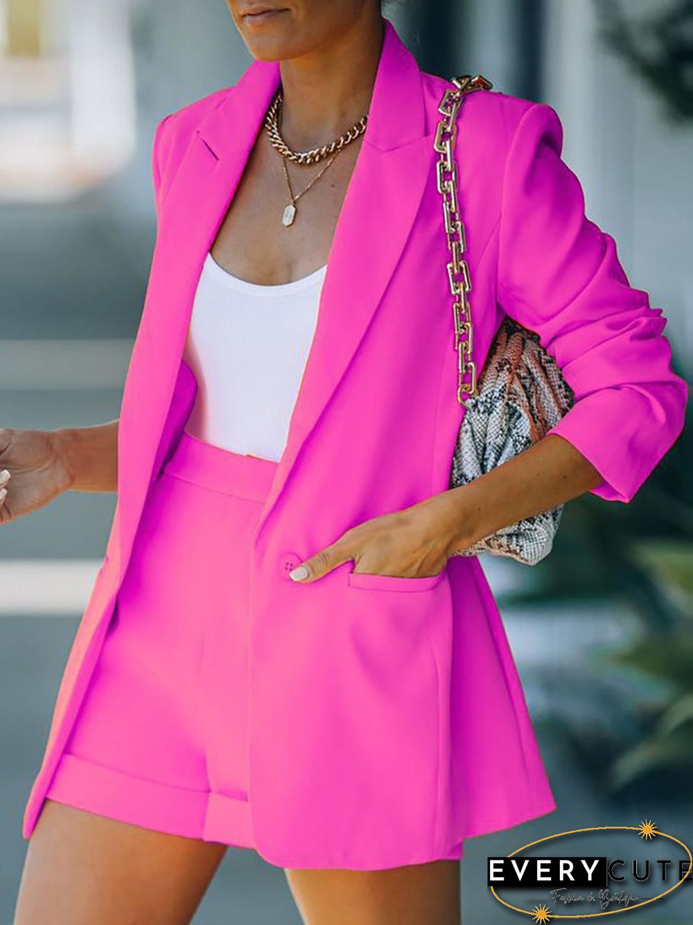 Spring Summer jacket shorts suit sexy temperament womens fashion casual lapel cardigan