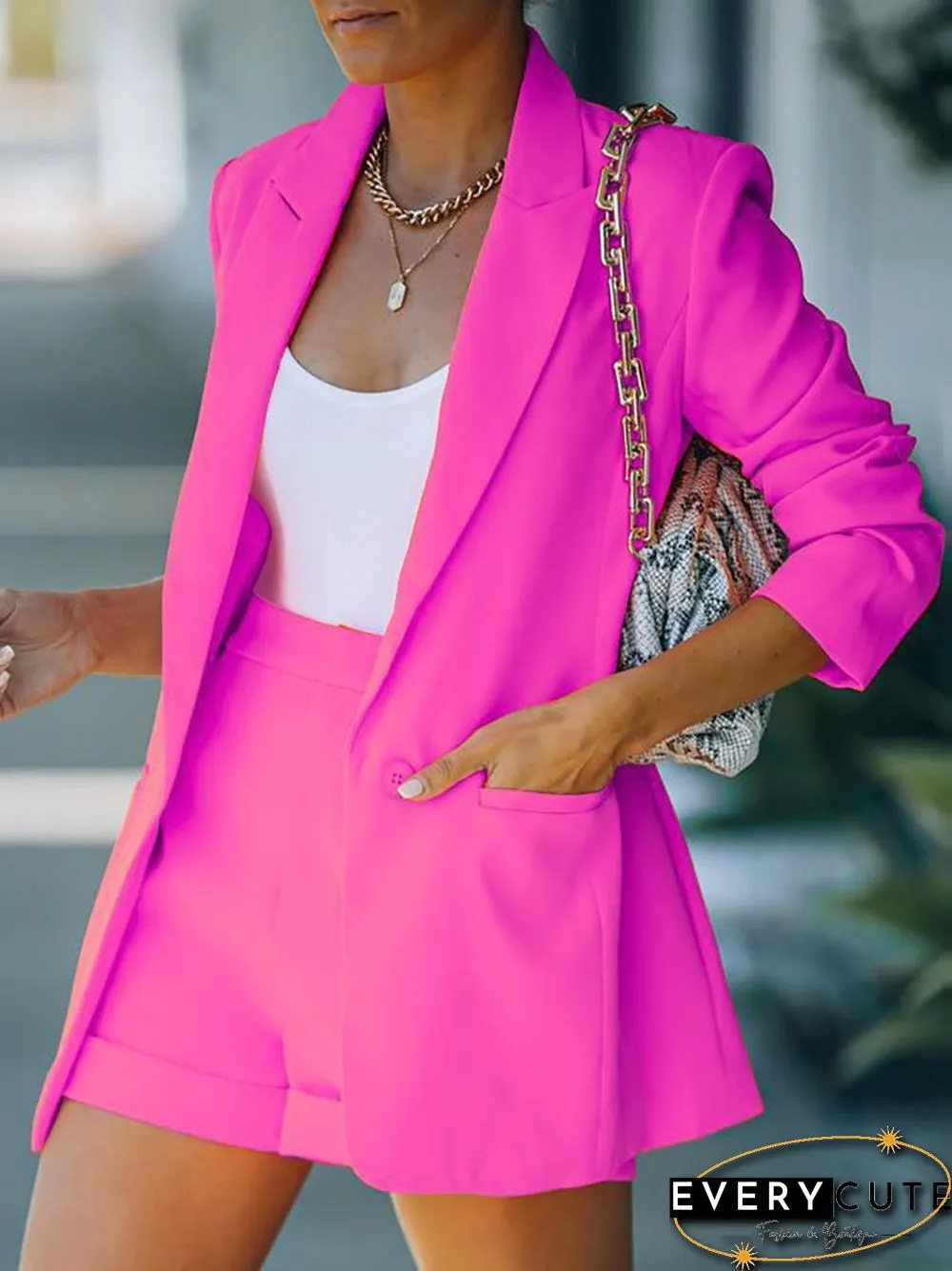 Spring Summer jacket shorts suit sexy temperament womens fashion casual lapel cardigan