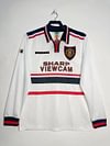 1998-1999 Retro Long Sleeve Manchester United Away White Football Shirt 1:1 Thai Quality