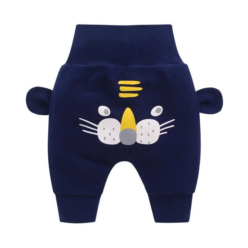 Baby Cute Pants Boys Girl Cartoon High Waist Protection Belly Children Toddler Spring Autumn Winter Newborn Warm Velvet Trousers