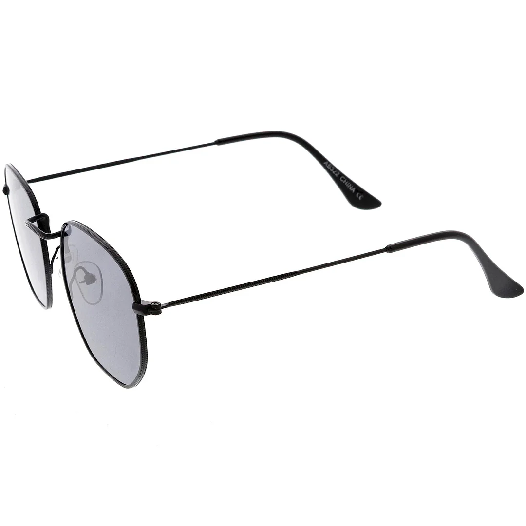 Modern Metal Geometric glasses Slim Arms Neutral Flat Lens 51mm