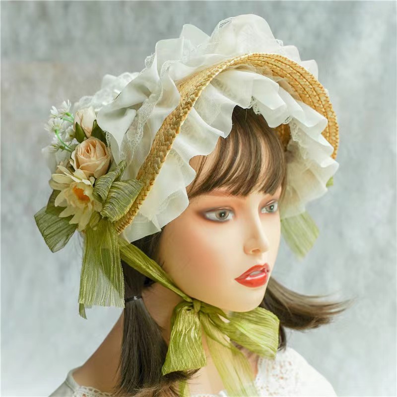 Bonnet Sweet Handmade Lolita Straw Charming Hat Hairband