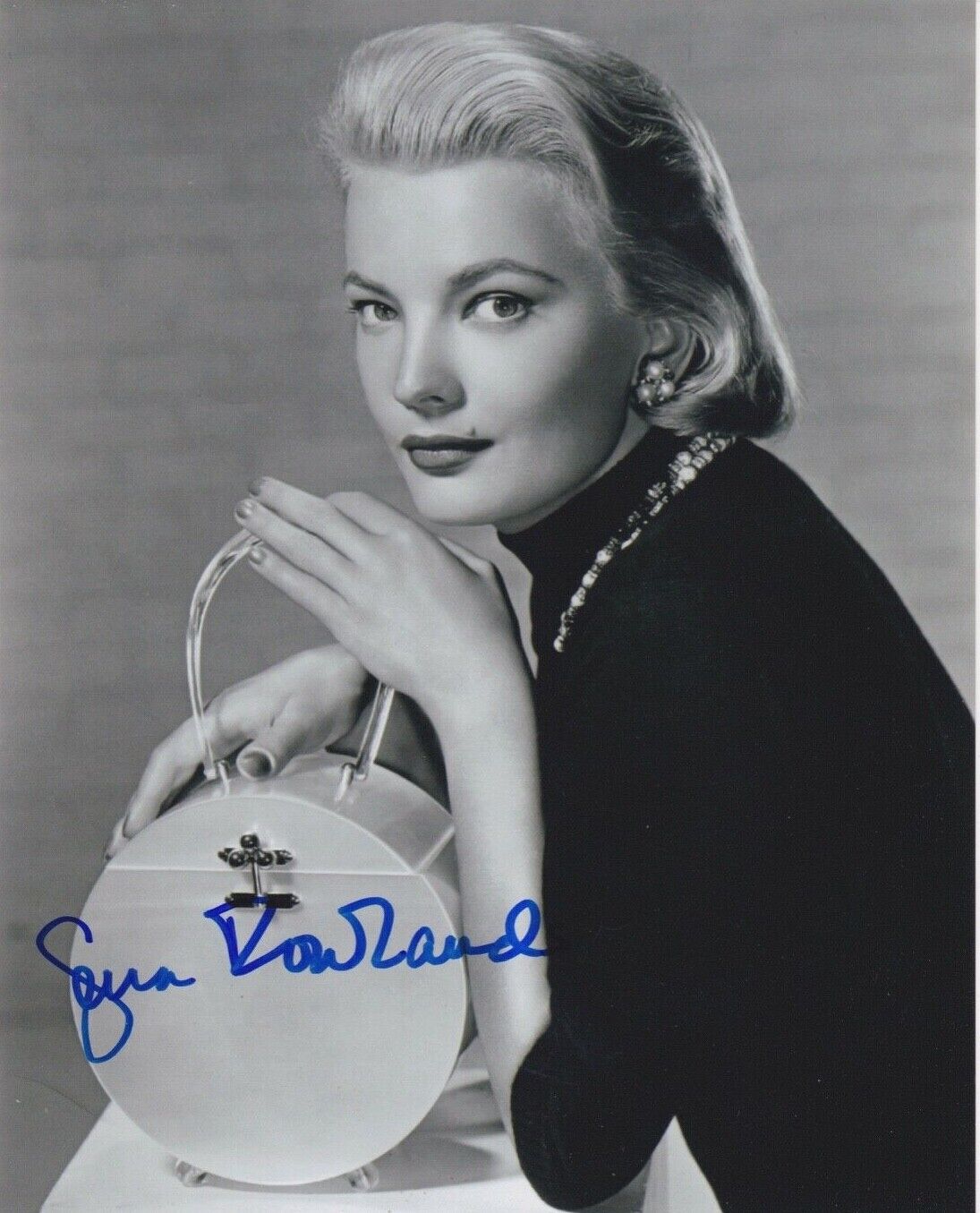 Signed Original B&W Photo Poster painting of Gena Rowlands