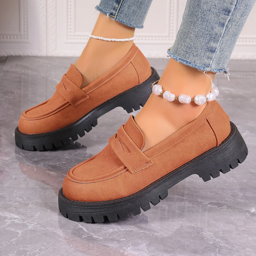 Yyvonne Spring And Autumn New Lof Shoes Pine Cake Thick Sole Foot Casual Single Shoes British Wind Coarse Fashion Women's Shoes