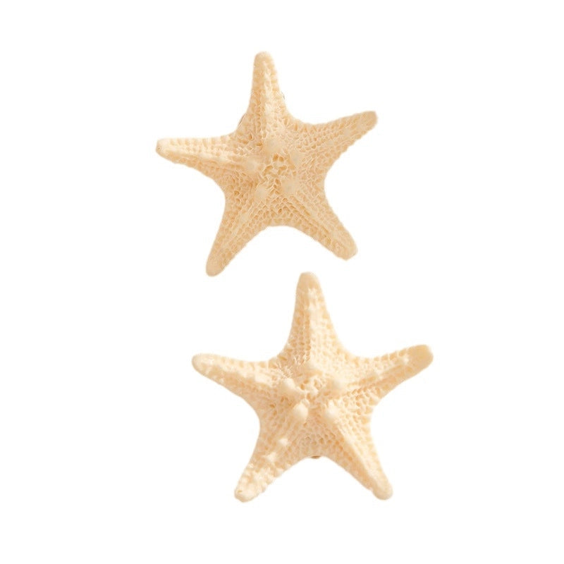 Sea Starfish Shape Hairpin Conch Shell Bangs Clip Vintage Side Duckbill Clip Natural Shell Hairpin