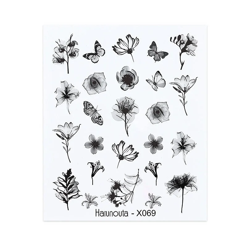 Harunouta Spring Water Nail Decal And Sticker Flower Leaf Tree Green Simple Summer DIY Slider For Manicuring Nail Art Watermark