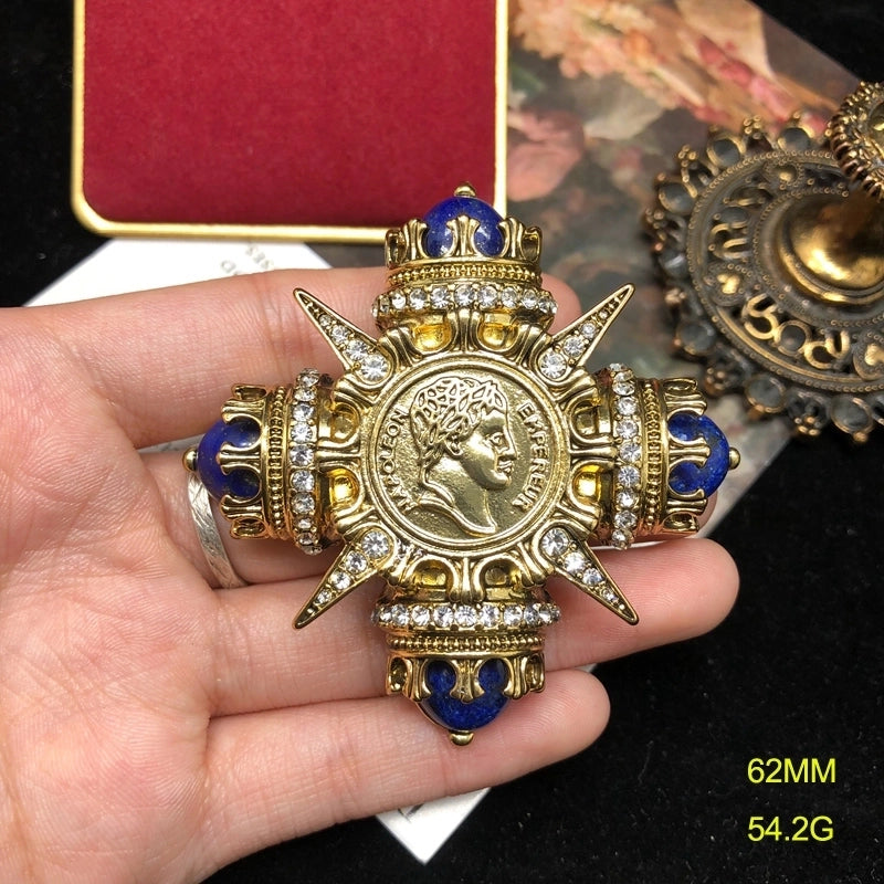 Minimalist Classic Style Pin Human Alloy Turquoise Lapis Lazuli Inlay Rhinestones Unisex Brooches 1 Piece