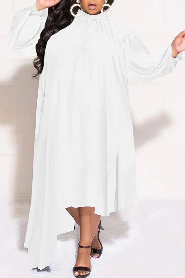 High Neck Irregular Baggy Midi Dress