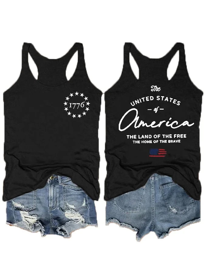 Women's Land of the Free 4th Of July Print Tank Top socialshop