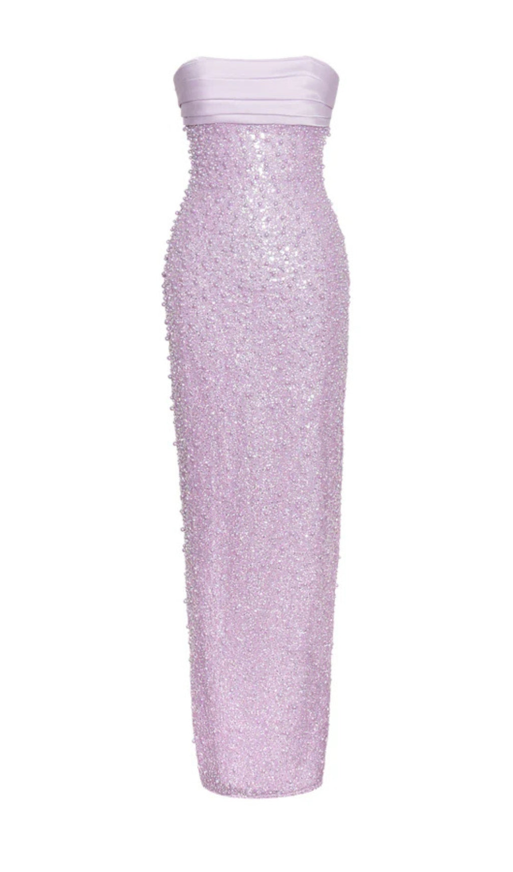 PINK SATIN SEQUIN PEARLS BEADED MAXI DRESS