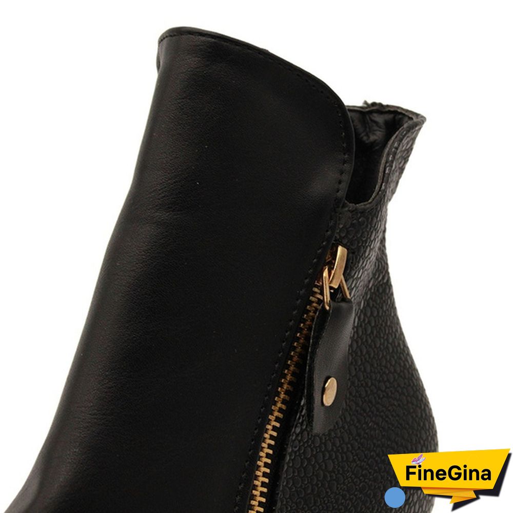 Fashion Womens Autumn Winter Ladies Shoes Leather Sexy Ankle Boots Zipper Thick Heels