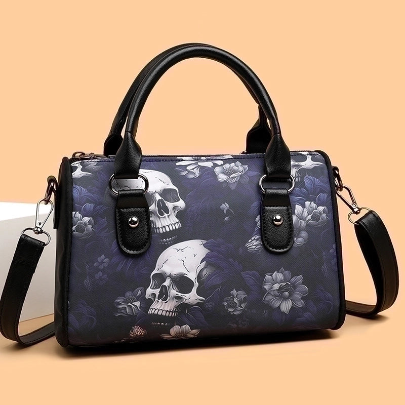 Halloween Women’s Pu Leather Skull Vintage Style Zipper Handbag