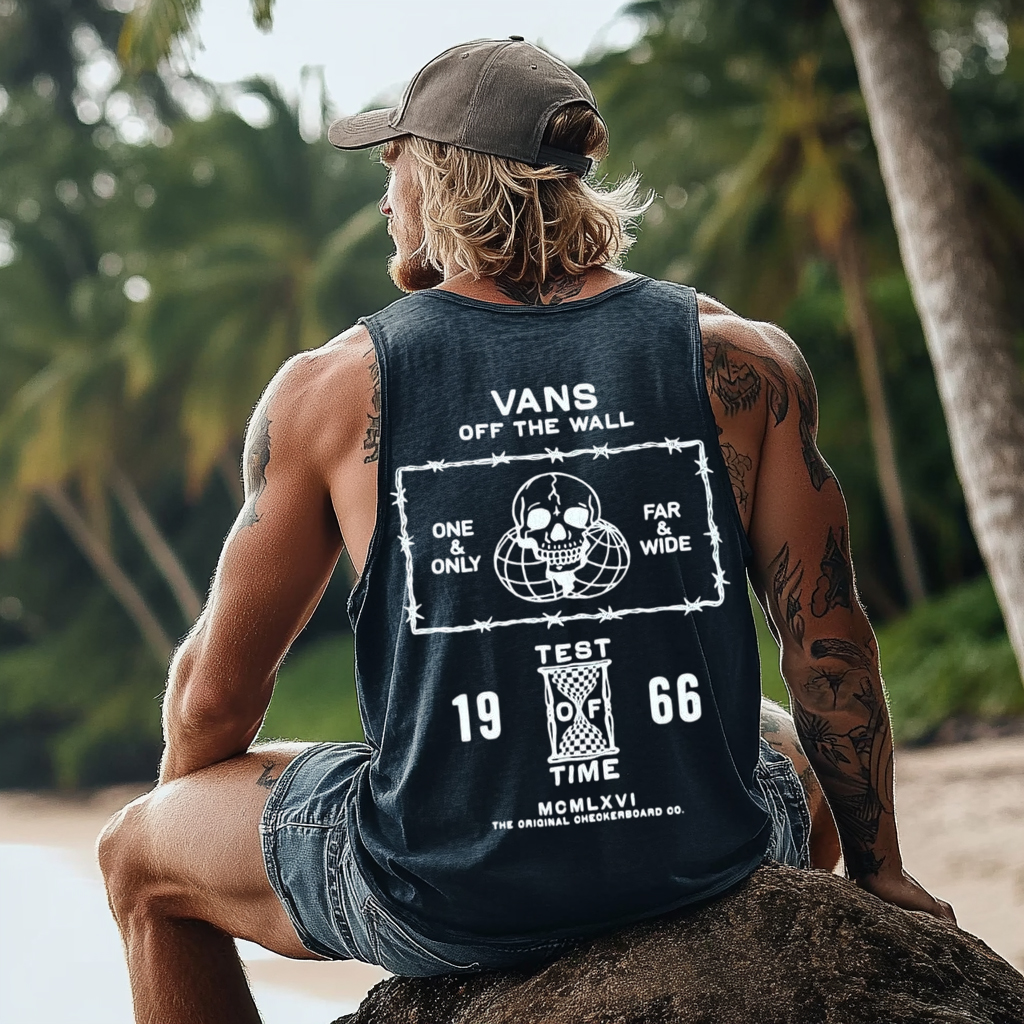 Vintage Unisex Beach Vacation Surf Logo Print Sleeveless Tank Top