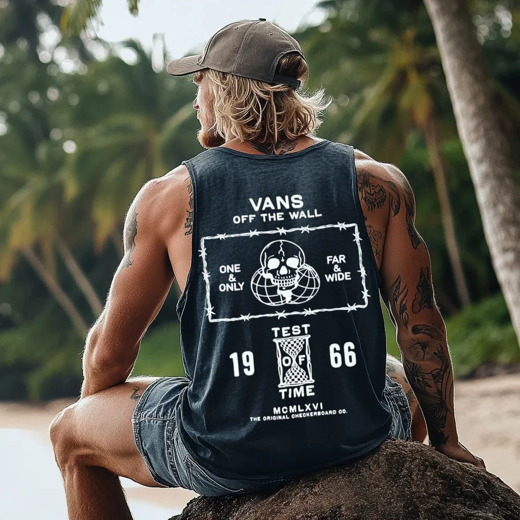 Vintage Unisex Beach Vacation Surf Logo Print Sleeveless Tank Top