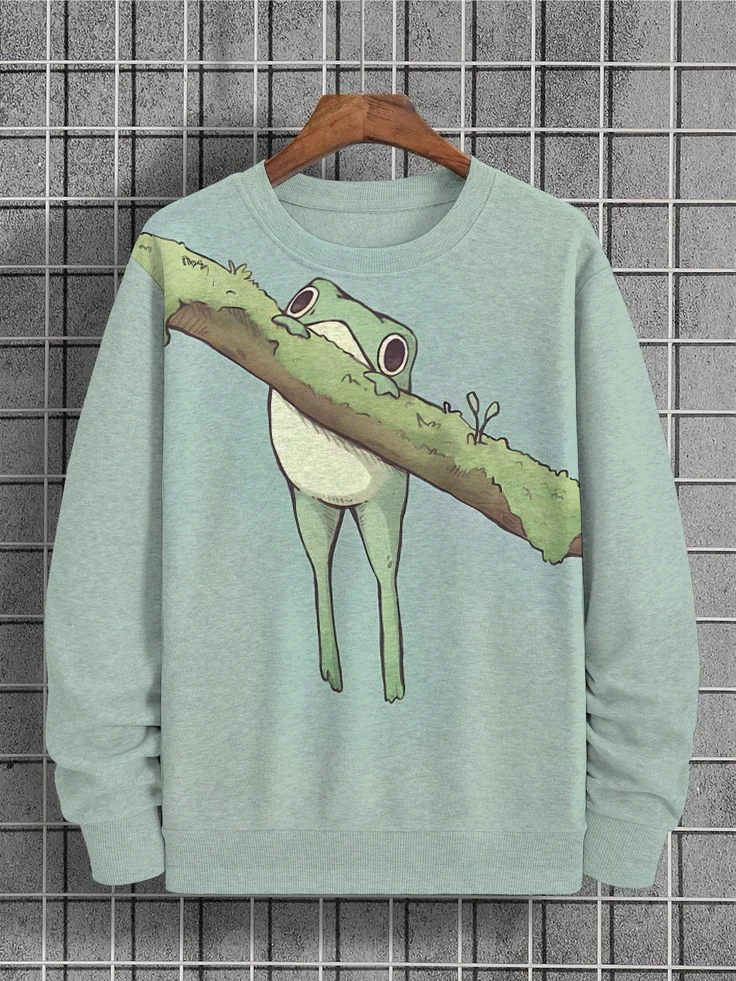 Men's Funny Frog Art Print Casual Sweatshirt
